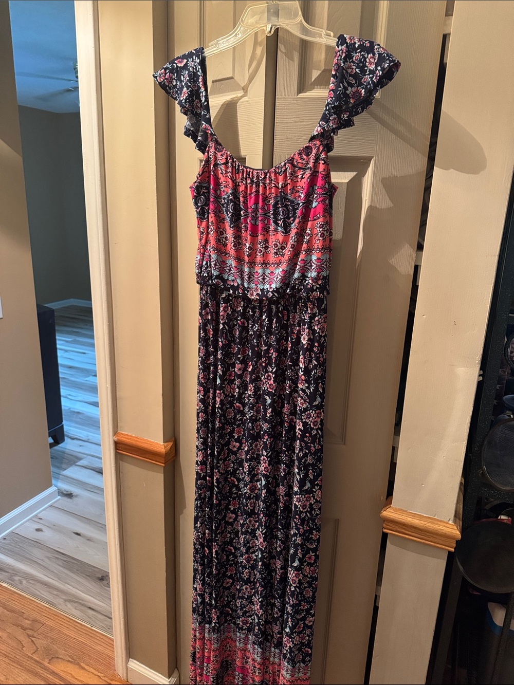Floral Maxi Dress in Navy and Pink